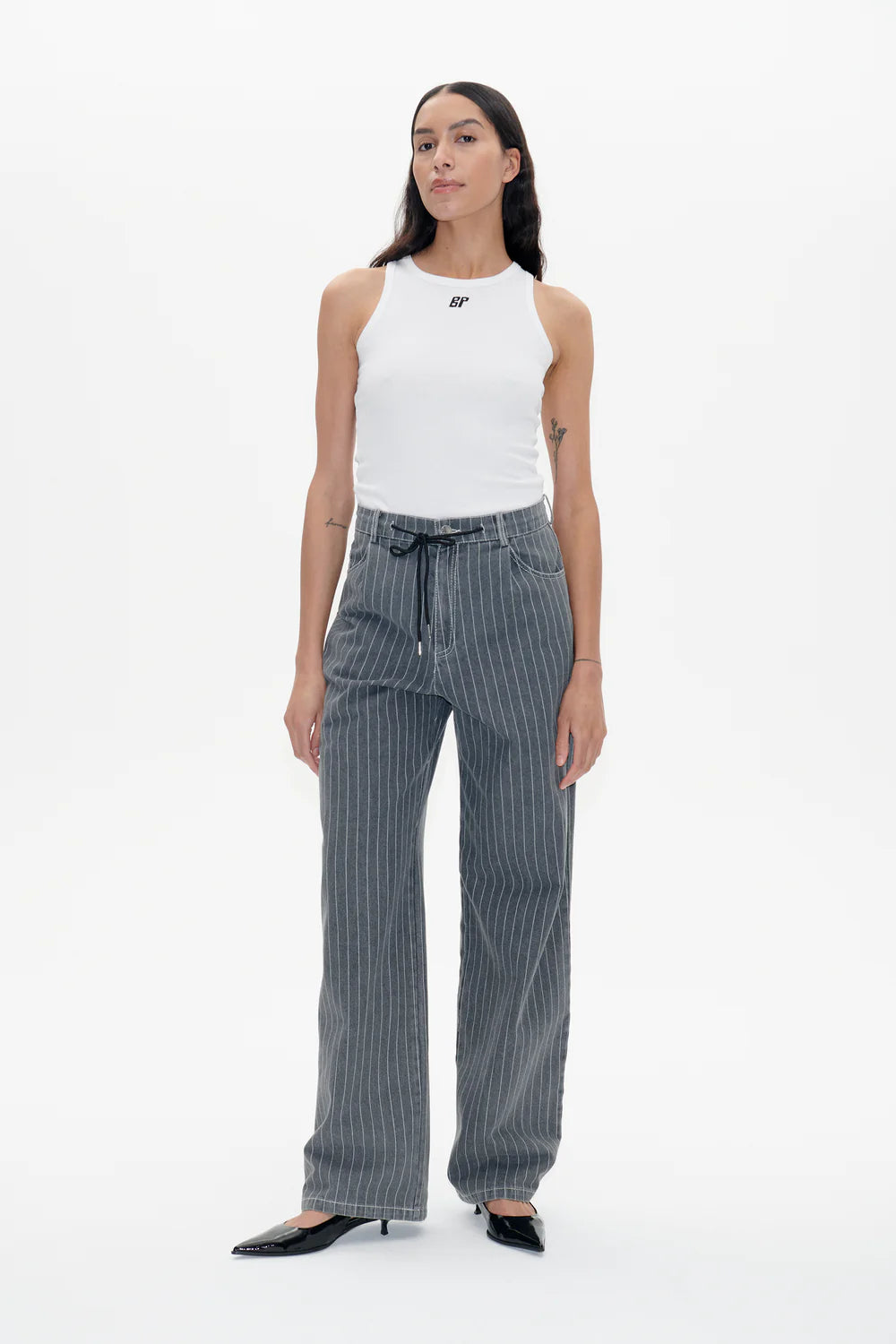 【Raucohouse】Add pin-tuck stripe denim pants Raucohouse】Add pin-tuck stripe denim pants デニム・ジーパン