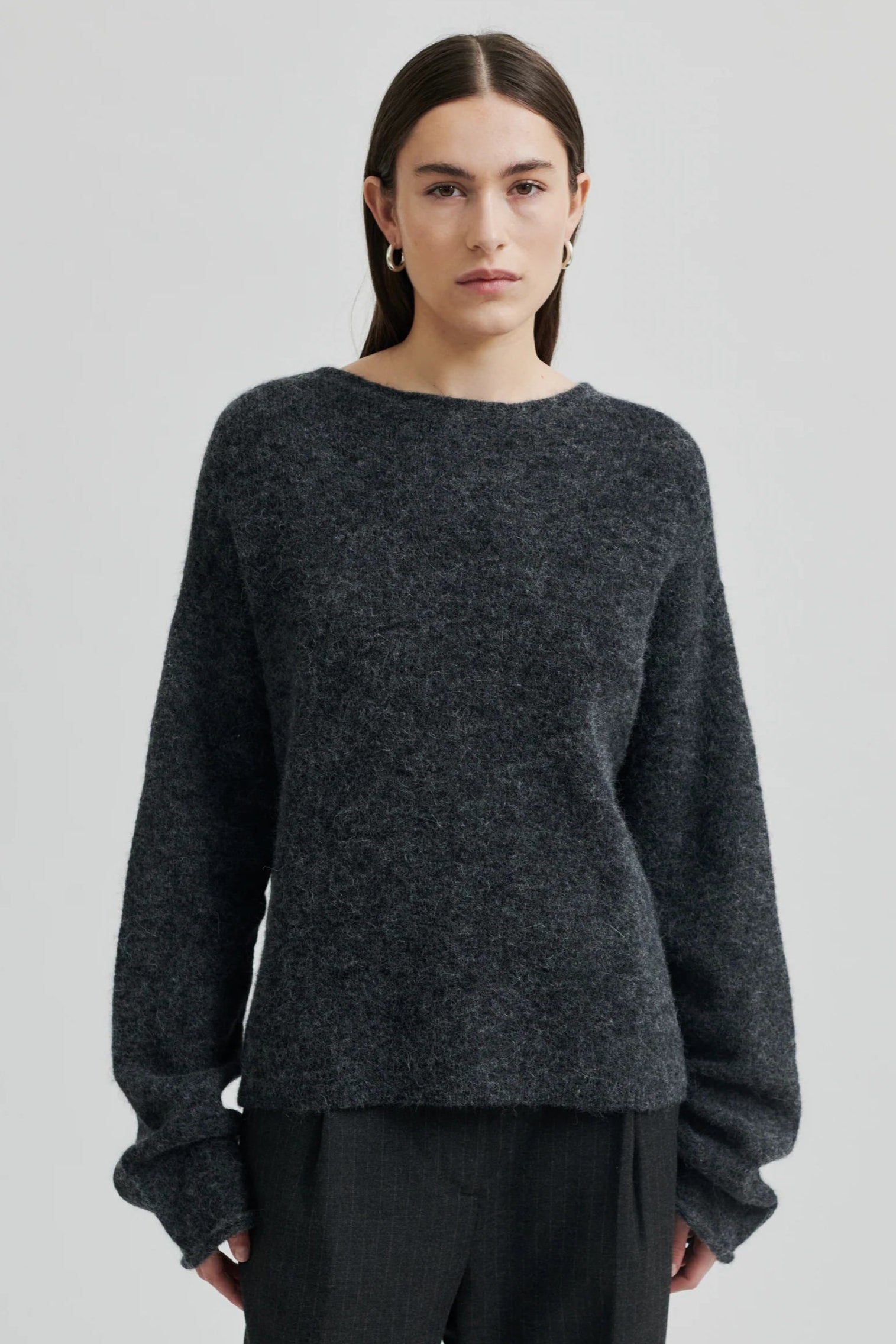 Emma knit flare cardigan set グレー ANDMARY】Emma knit flare cardigan set