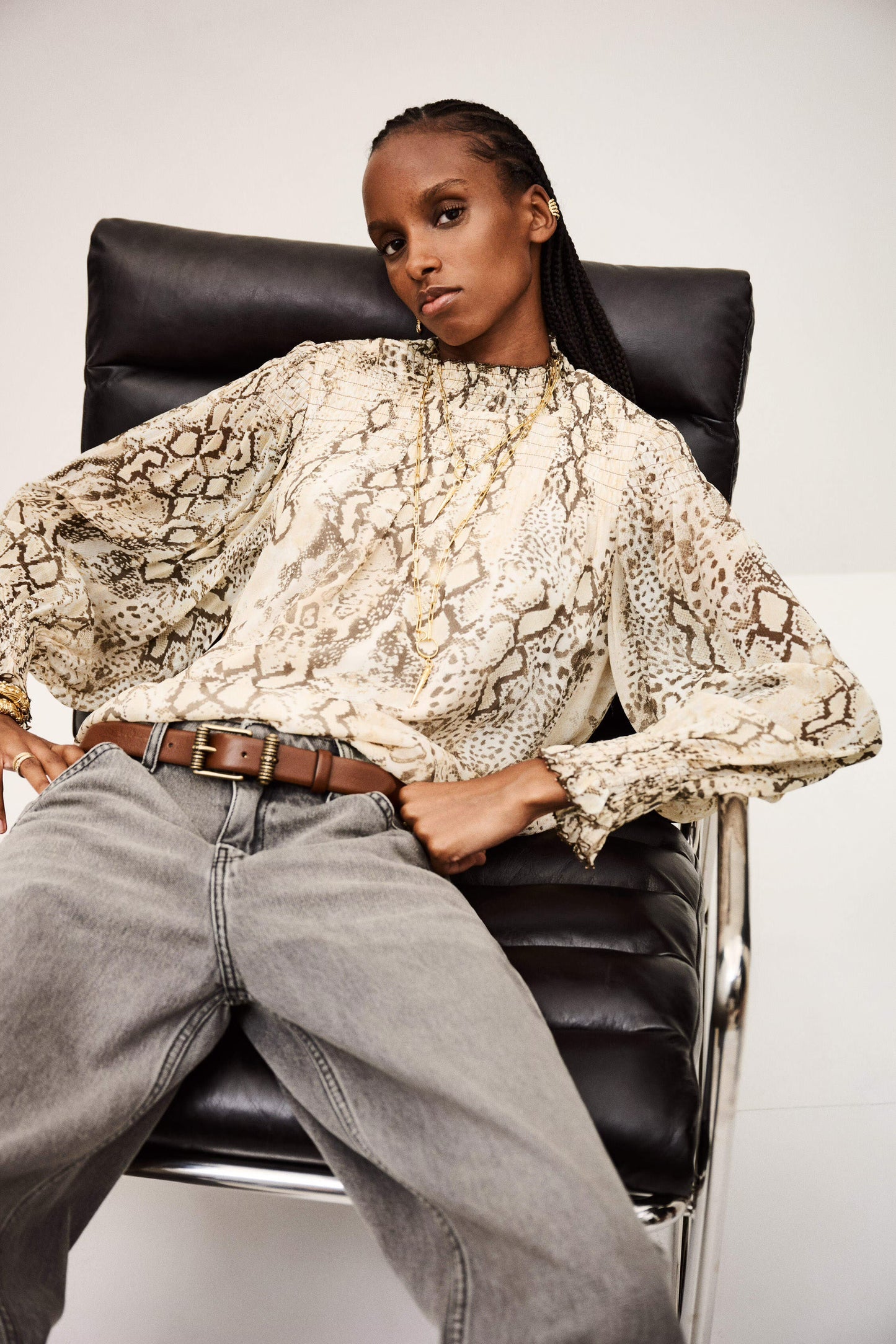 
                  
                    Shamy Ecru Serpent Blouse
                  
                