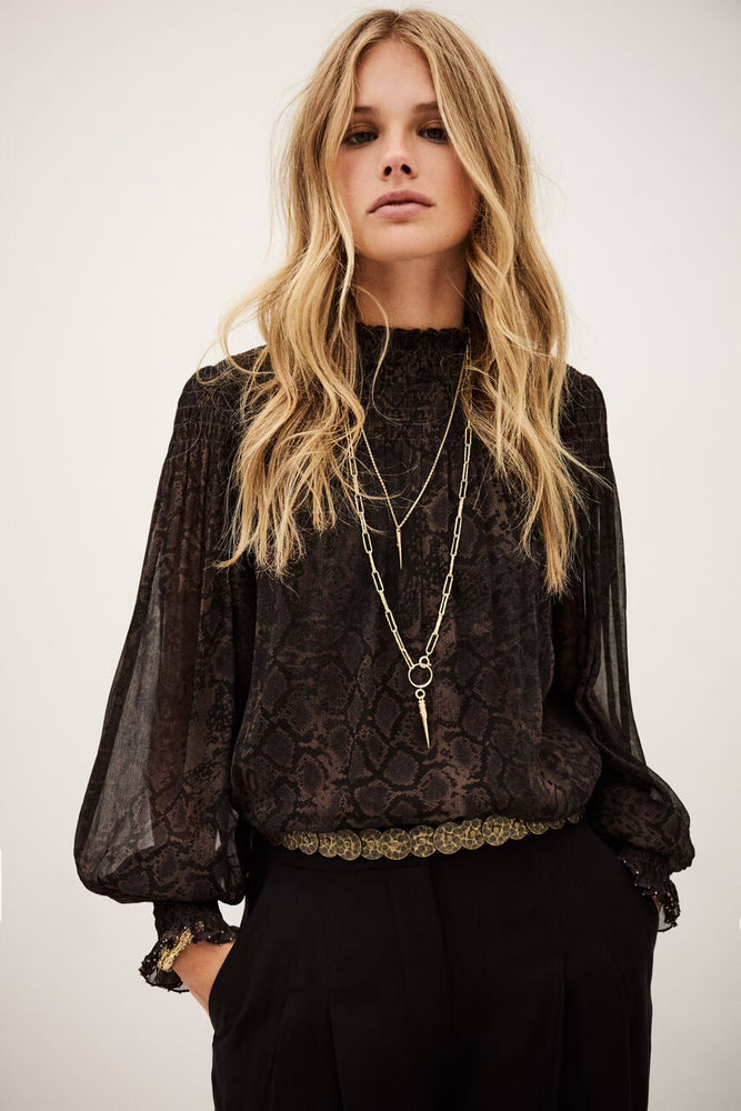 
                  
                    Sharmy Marron Serpent Blouse
                  
                