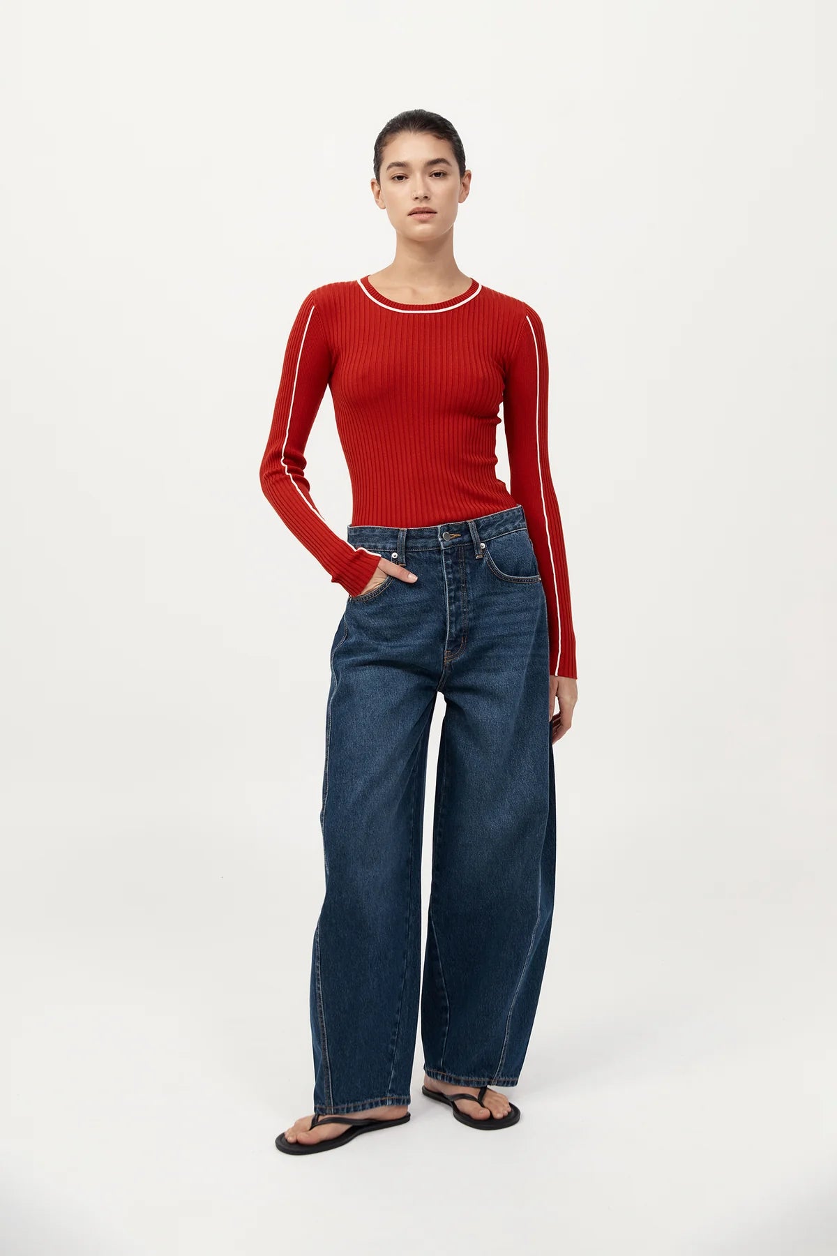 
                  
                    Fine Line Long Sleeve Top Red
                  
                