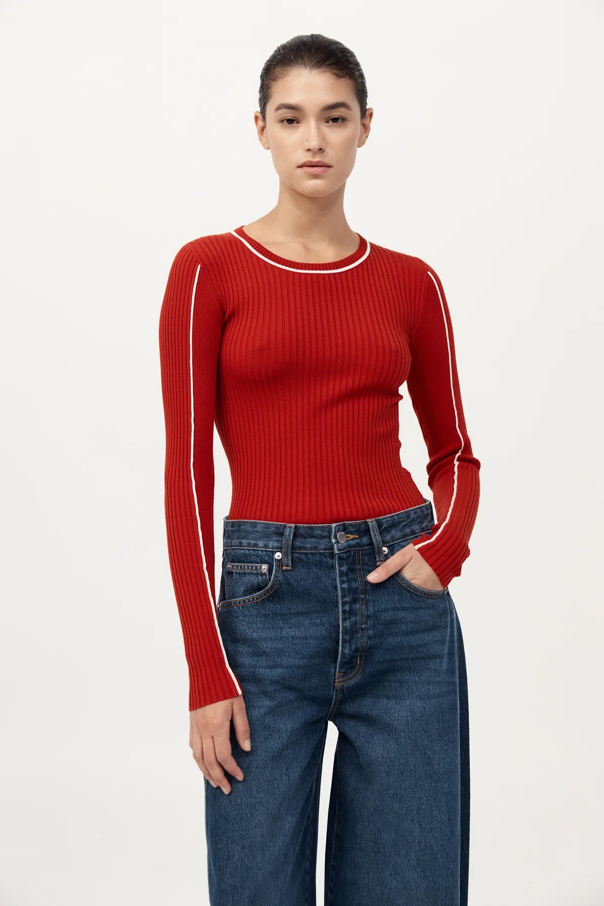 
                  
                    Fine Line Long Sleeve Top Red
                  
                
