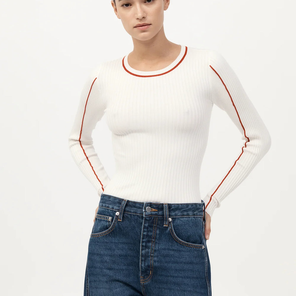 
                  
                    FIne Line Long Sleeve Top - White
                  
                