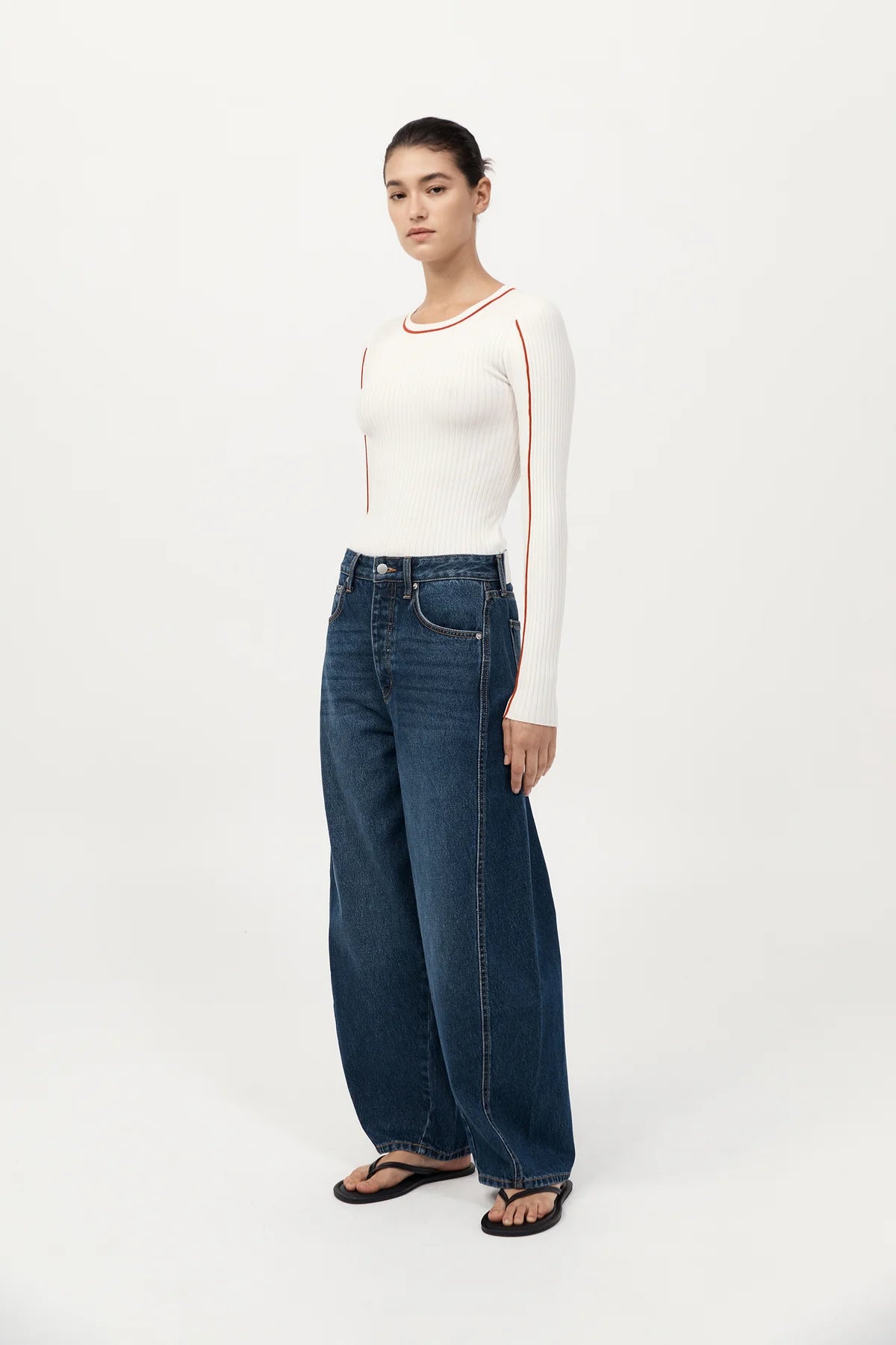 
                  
                    FIne Line Long Sleeve Top - White
                  
                