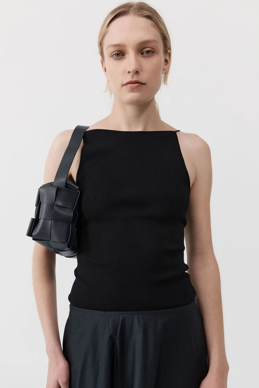 Woven Envelope Slim Bag Black