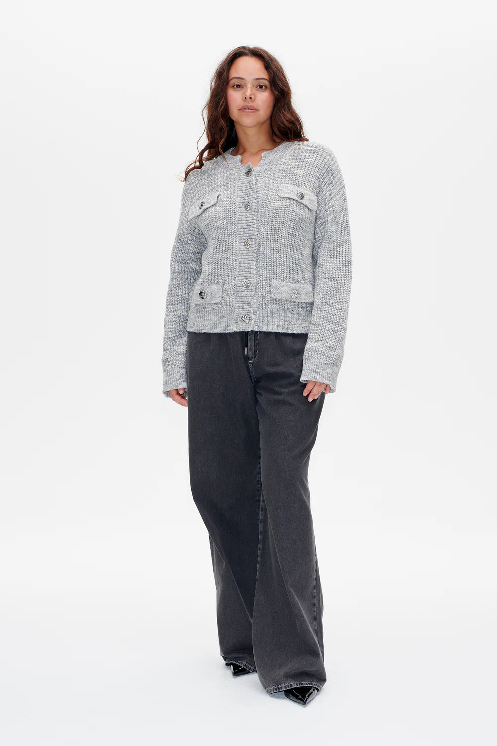 Cat Cardigan Silvergrey Melange