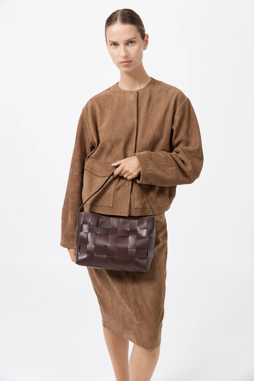 Woven Mini Tote Bag Chocolate