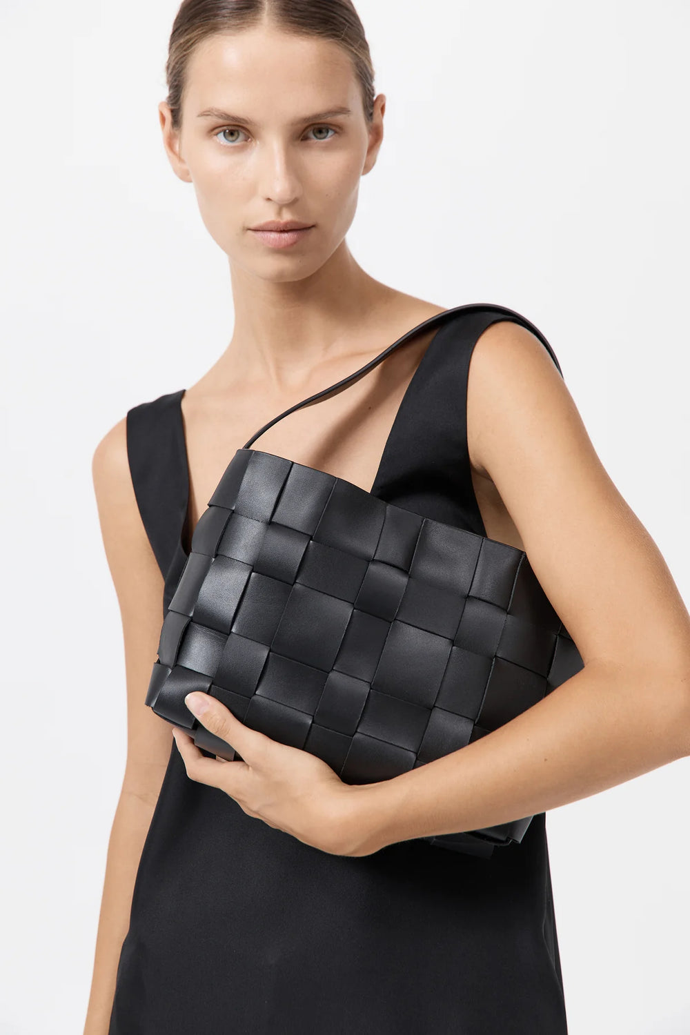 Woven Mini Tote Bag Black