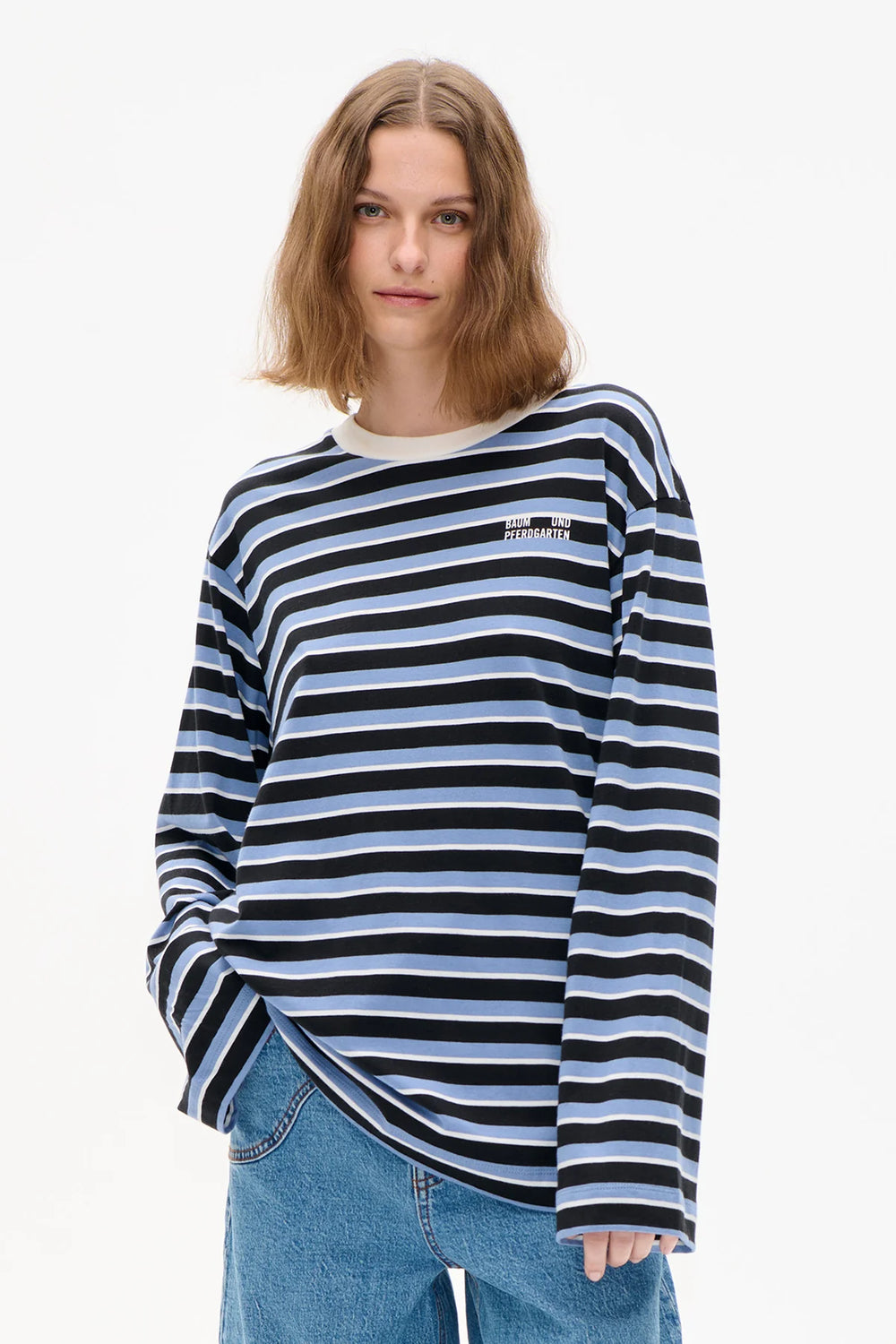 Jeevana Top Blue Black Stripes