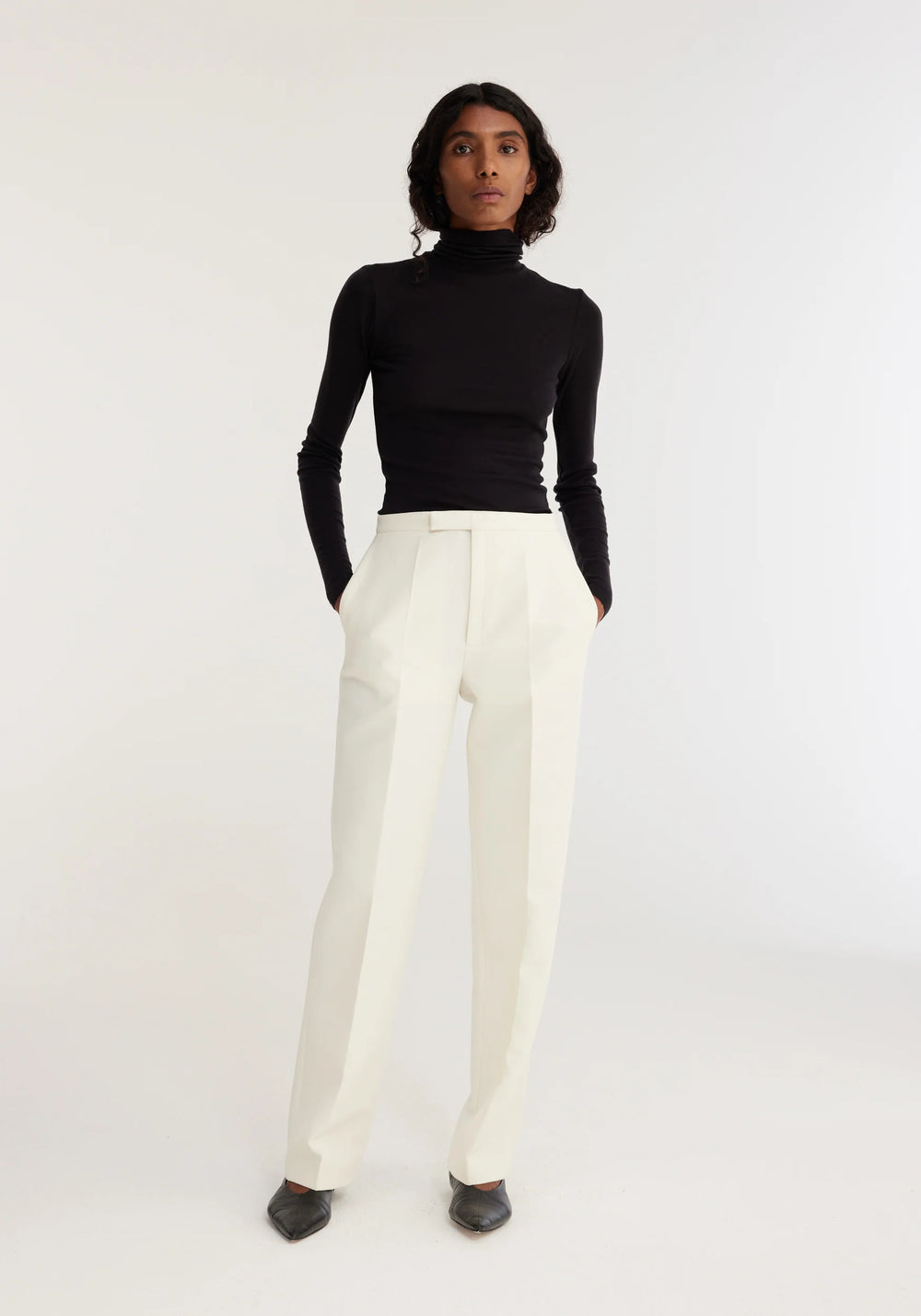 Tailored Wool Trousers Ivory