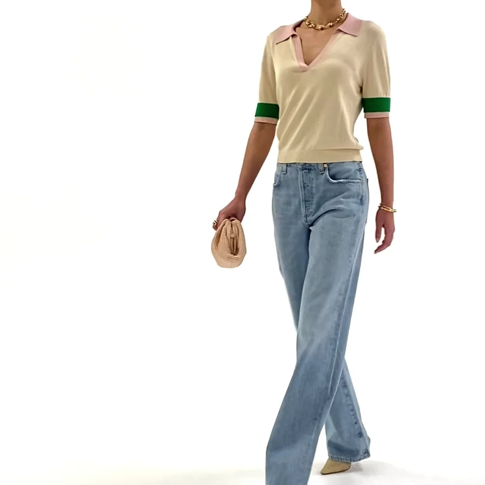 
                  
                    Knit Cuff Polo - Marshmallow
                  
                