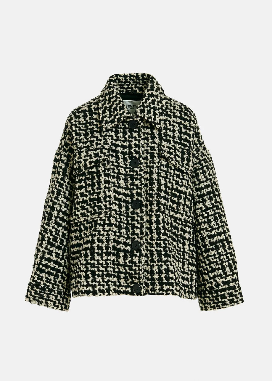 
                  
                    Gamer Black and off-white wool-blend tweed jacket
                  
                