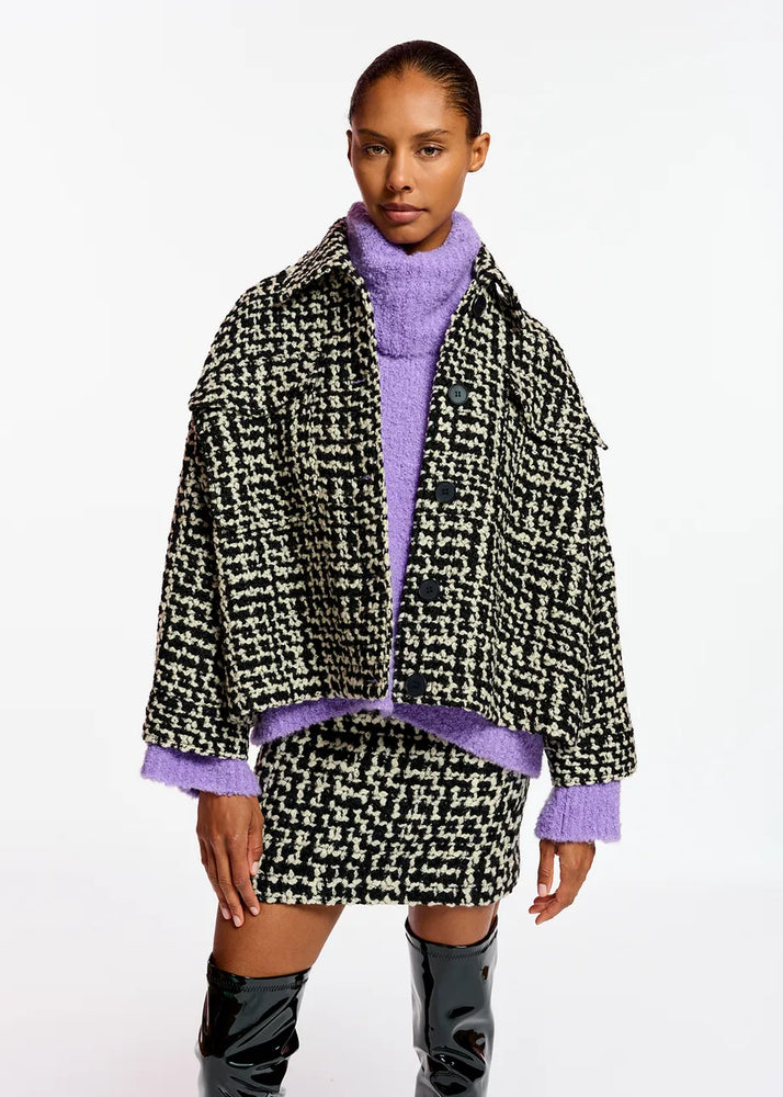 
                  
                    Gamer Black and off-white wool-blend tweed jacket
                  
                