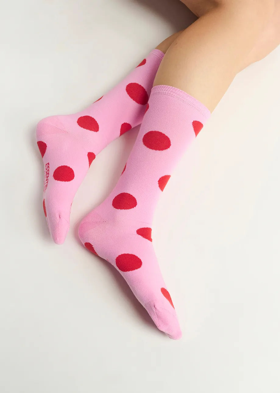 Fowl Pink and red polka-dotted socks