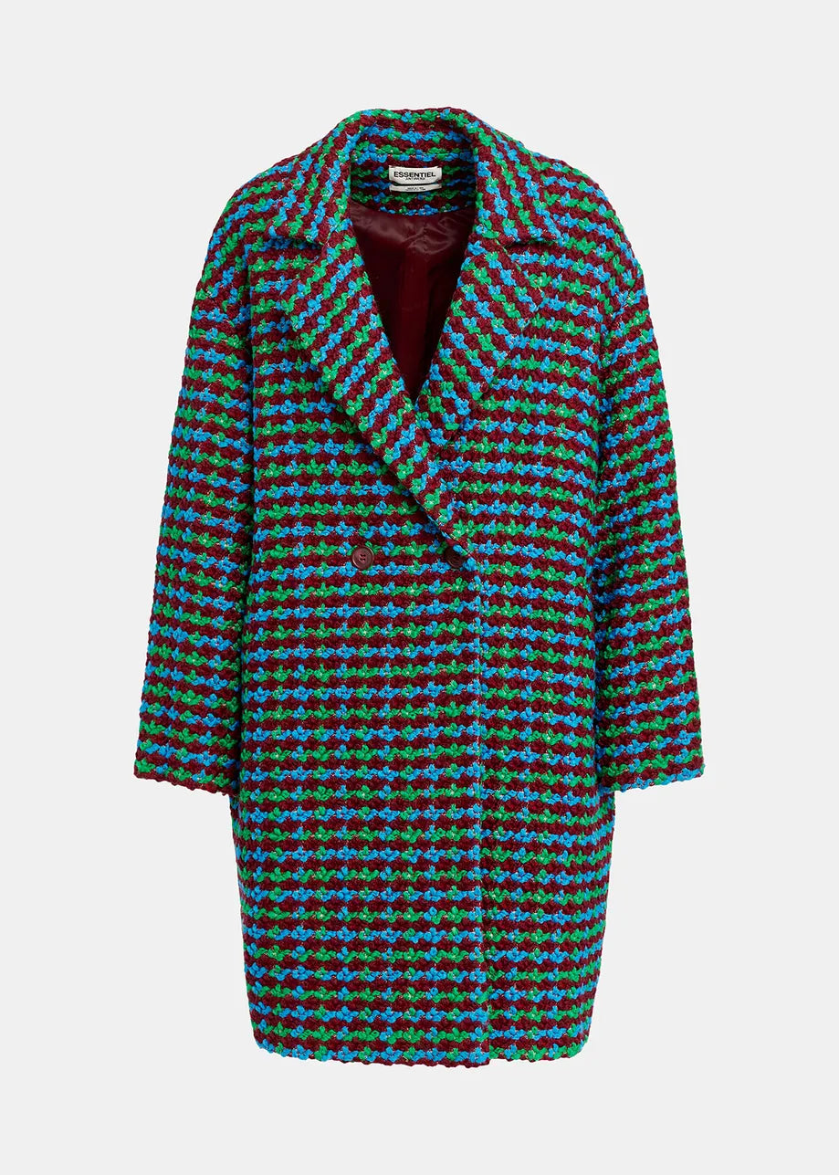 
                  
                    Giral Burgundy, Blue and Green Wool-Blend Tweed Coat
                  
                