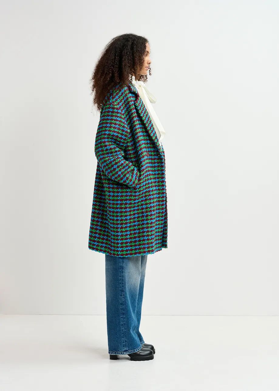 
                  
                    Giral Burgundy, Blue and Green Wool-Blend Tweed Coat
                  
                