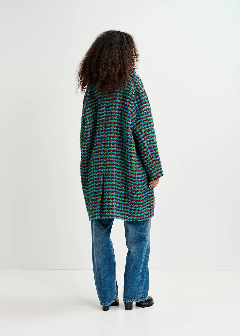 
                  
                    Giral Burgundy, Blue and Green Wool-Blend Tweed Coat
                  
                