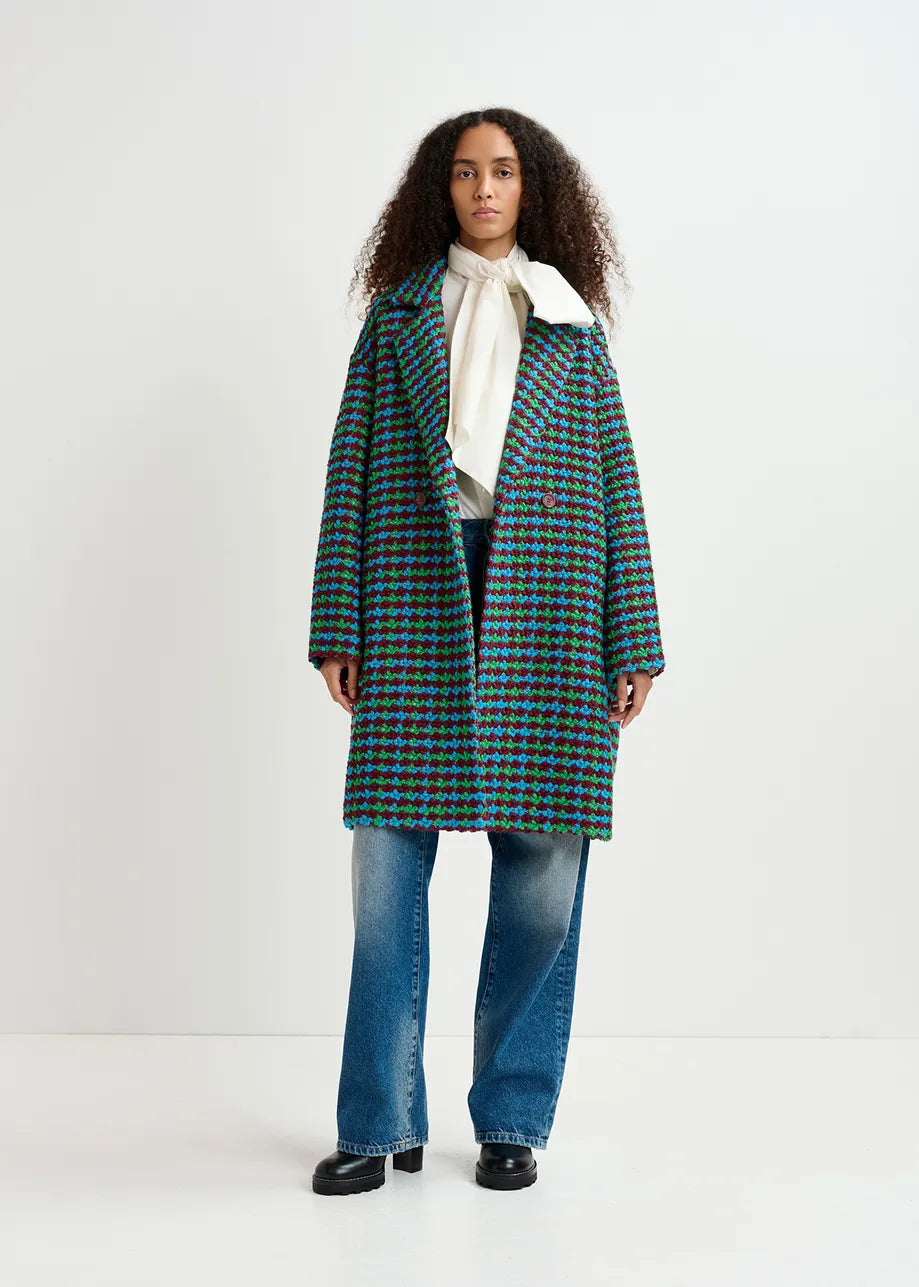 
                  
                    Giral Burgundy, Blue and Green Wool-Blend Tweed Coat
                  
                