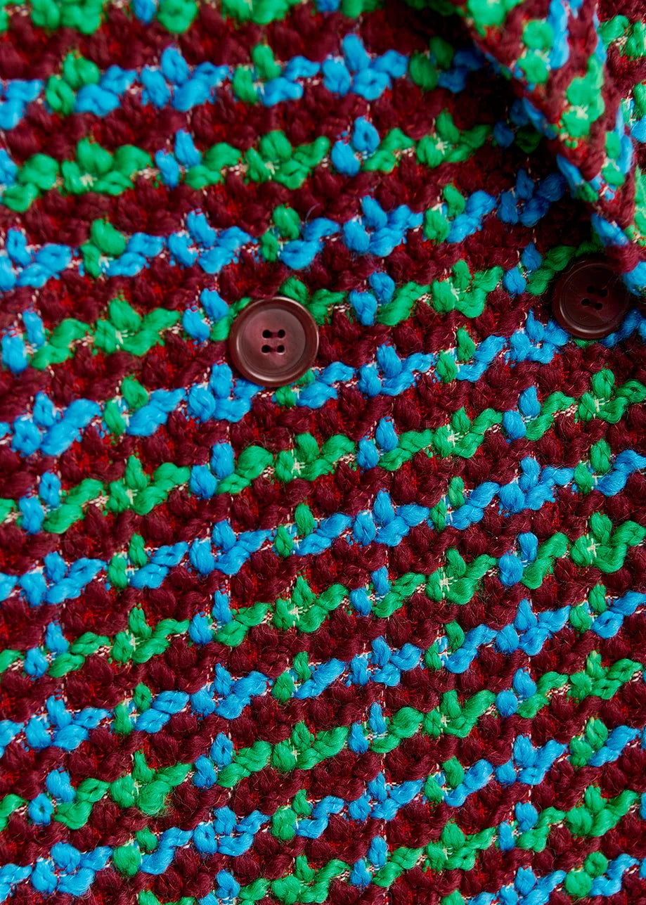 
                  
                    Giral Burgundy, Blue and Green Wool-Blend Tweed Coat
                  
                