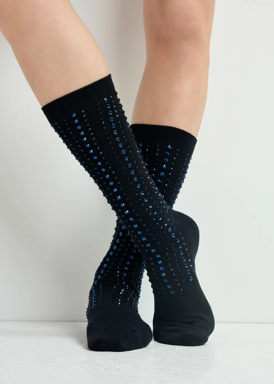 Grapes Black Socks with Rhinestones