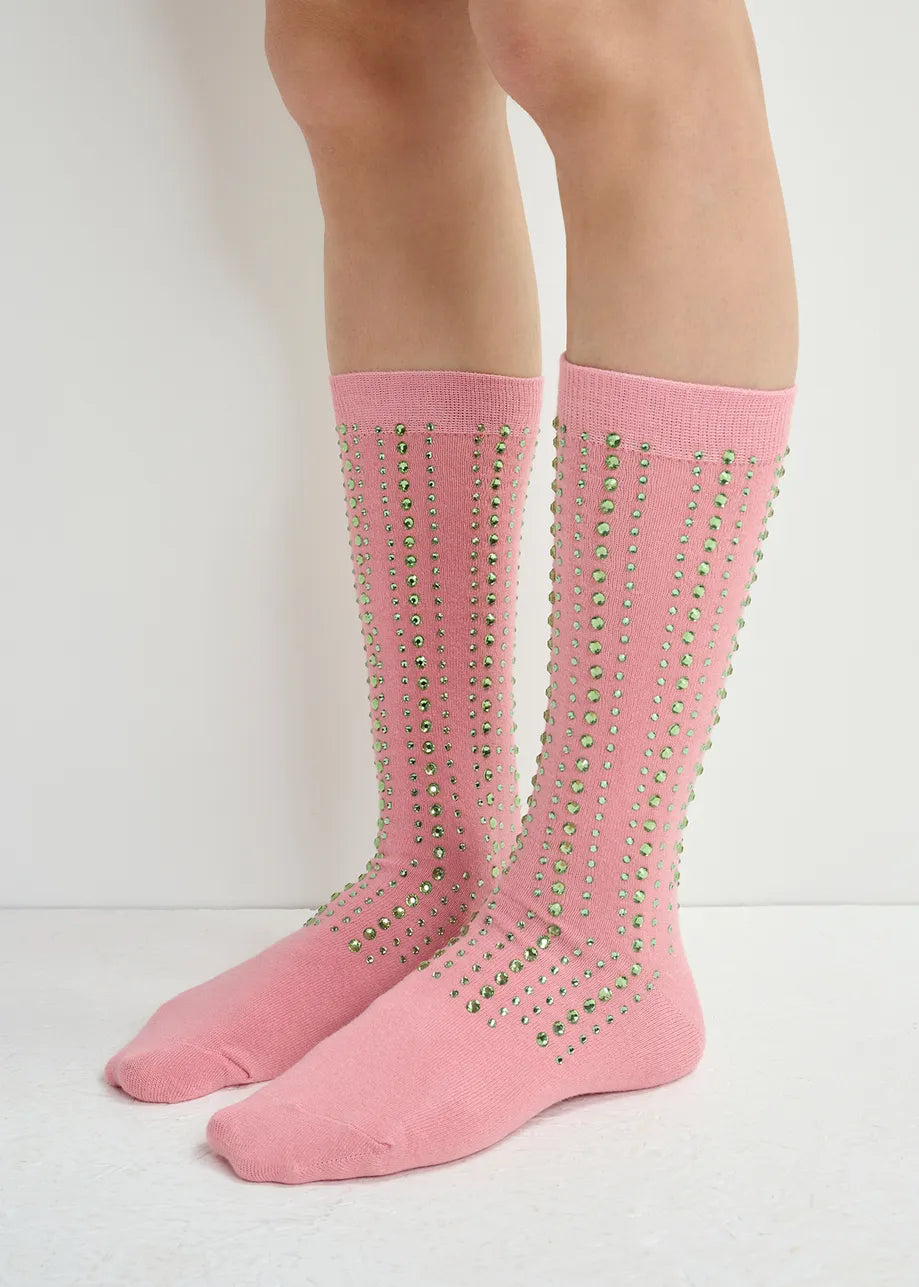 Grapes Socks with Rhinestones Cheeky Peach