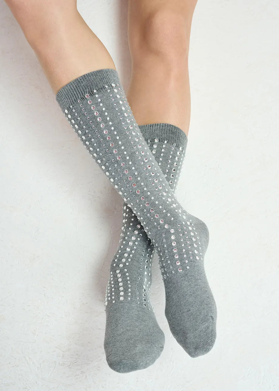 Grapes Socks with Rhinestones Hurricane Grey
