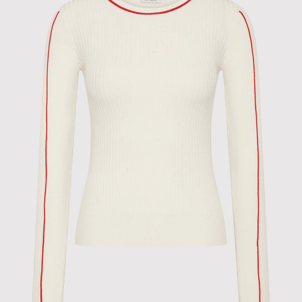 
                  
                    FIne Line Long Sleeve Top - White
                  
                