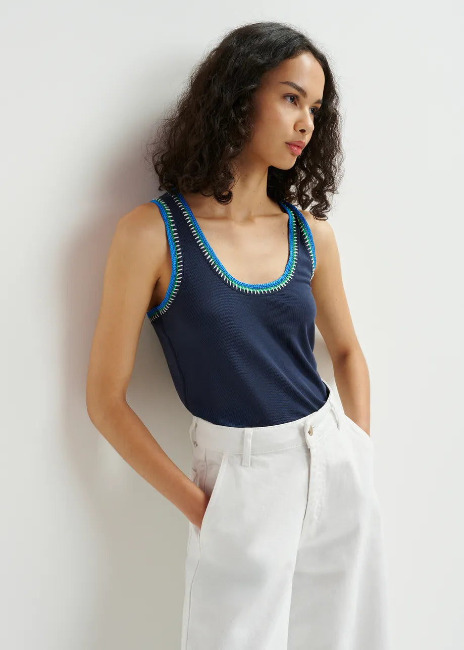 
                  
                    Harcel Embroidered Jersey Top Sapphire
                  
                
