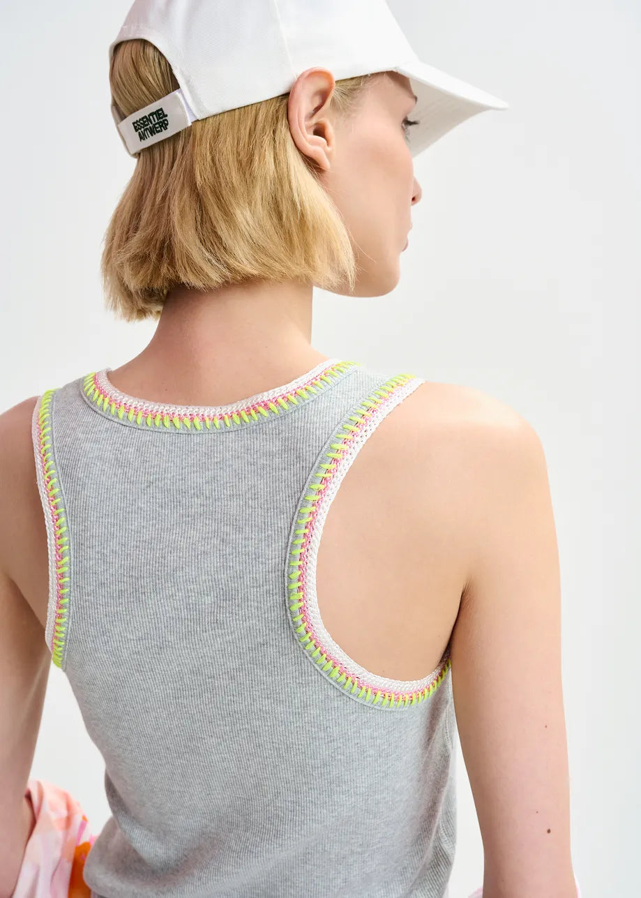 
                  
                    Harcel Embroidered Jersey Top Grey
                  
                