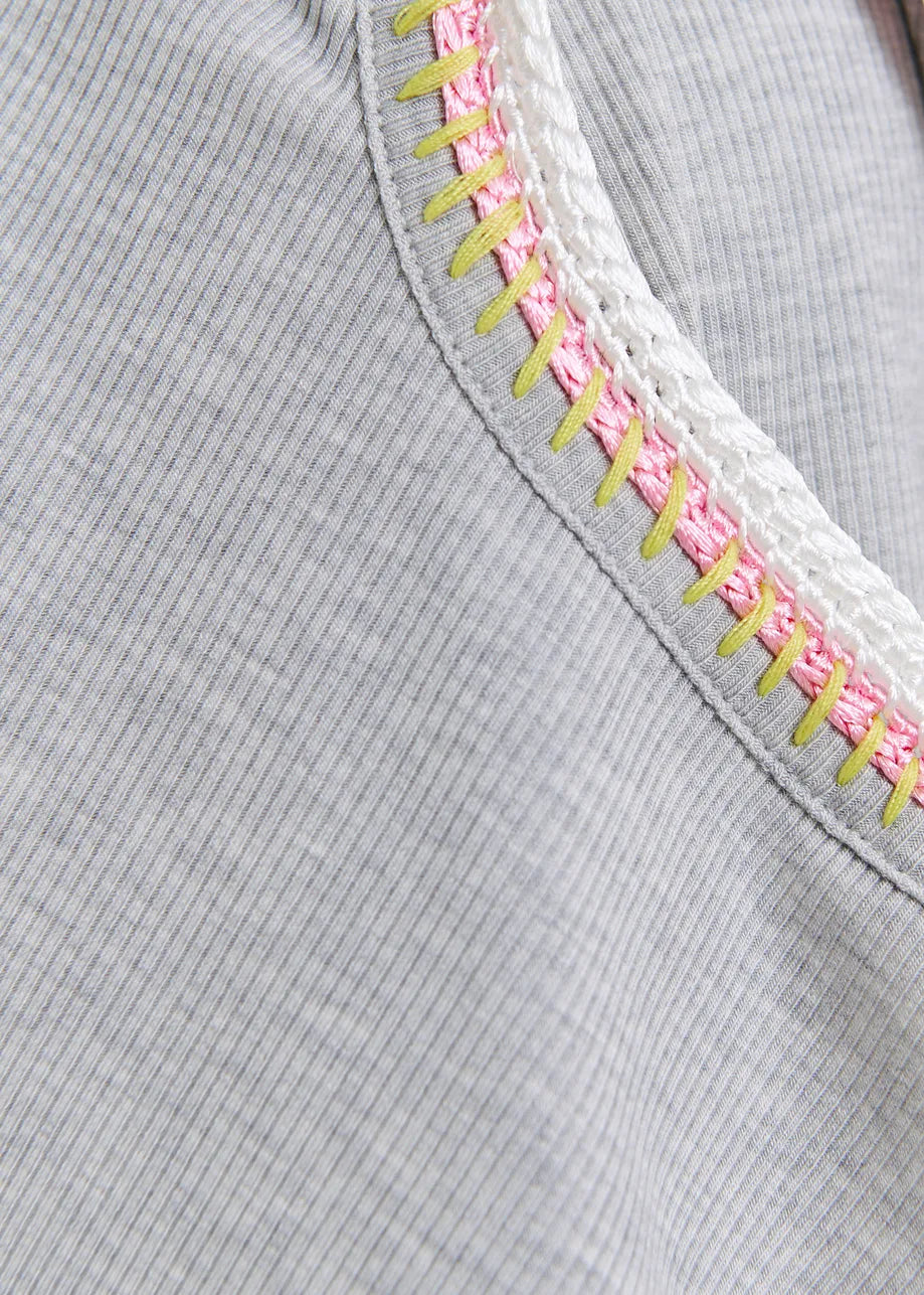 
                  
                    Harcel Embroidered Jersey Top Grey
                  
                