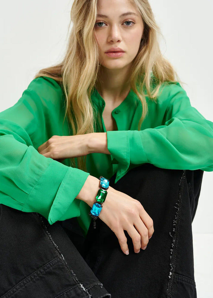 
                  
                    Headache Green Shirt with Mandarin Collar
                  
                
