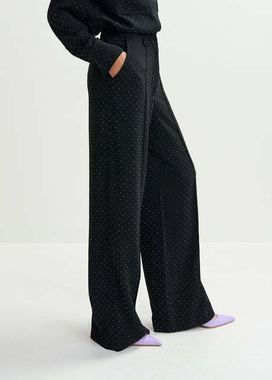 
                  
                    Healthy Black Rhinestone Wide Leg Pants
                  
                