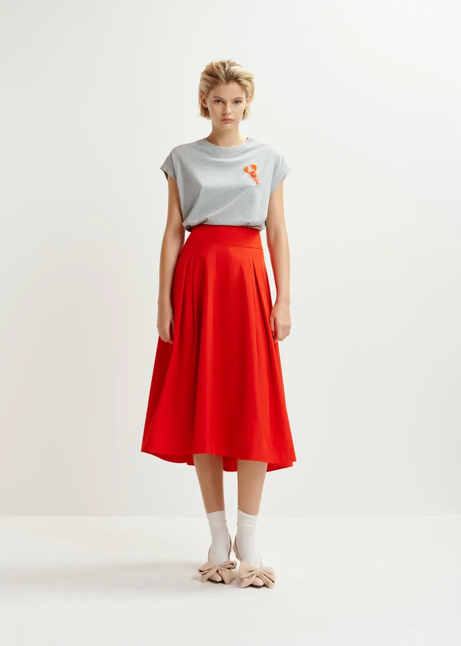 Hosanna Pleated Mid Skirt True Red