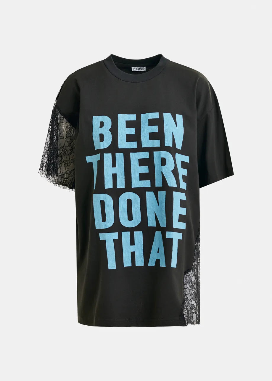 
                  
                    Ibaby Black and Blue Graphic Cotton T-Shirt with Lace Detail
                  
                