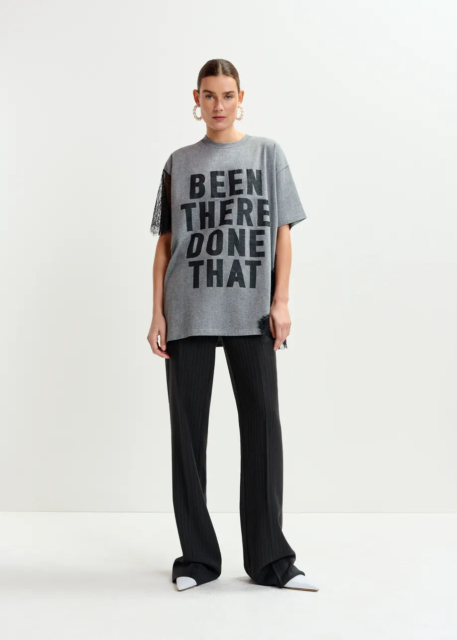 
                  
                    Ibaby Grey and Black Graphic Cotton T-Shirt with Lace Detail
                  
                