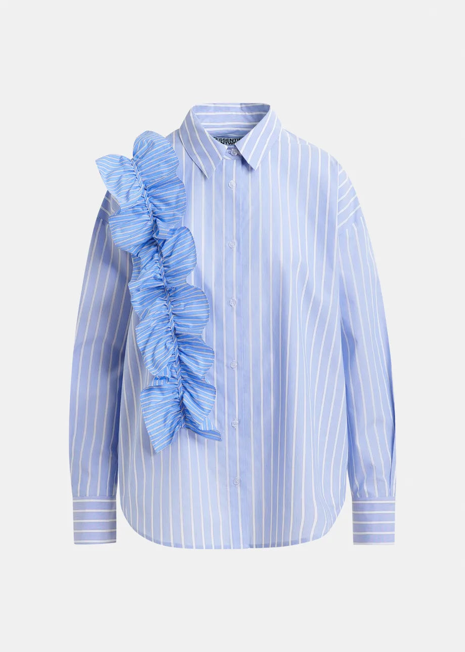 
                  
                    Ibody Blue and White Striped Shirt with Ruffle
                  
                
