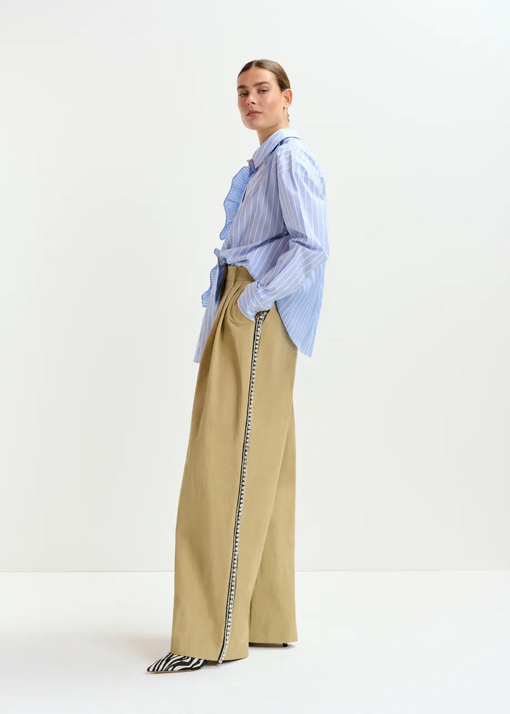 
                  
                    Ibody Blue and White Striped Shirt with Ruffle
                  
                