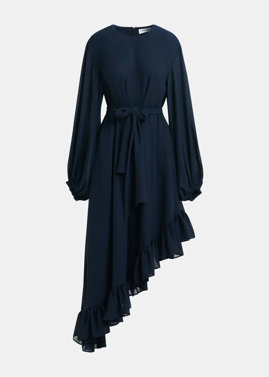 
                  
                    IFlower Navy Asymmetrical Dress with Ruffle Hem
                  
                