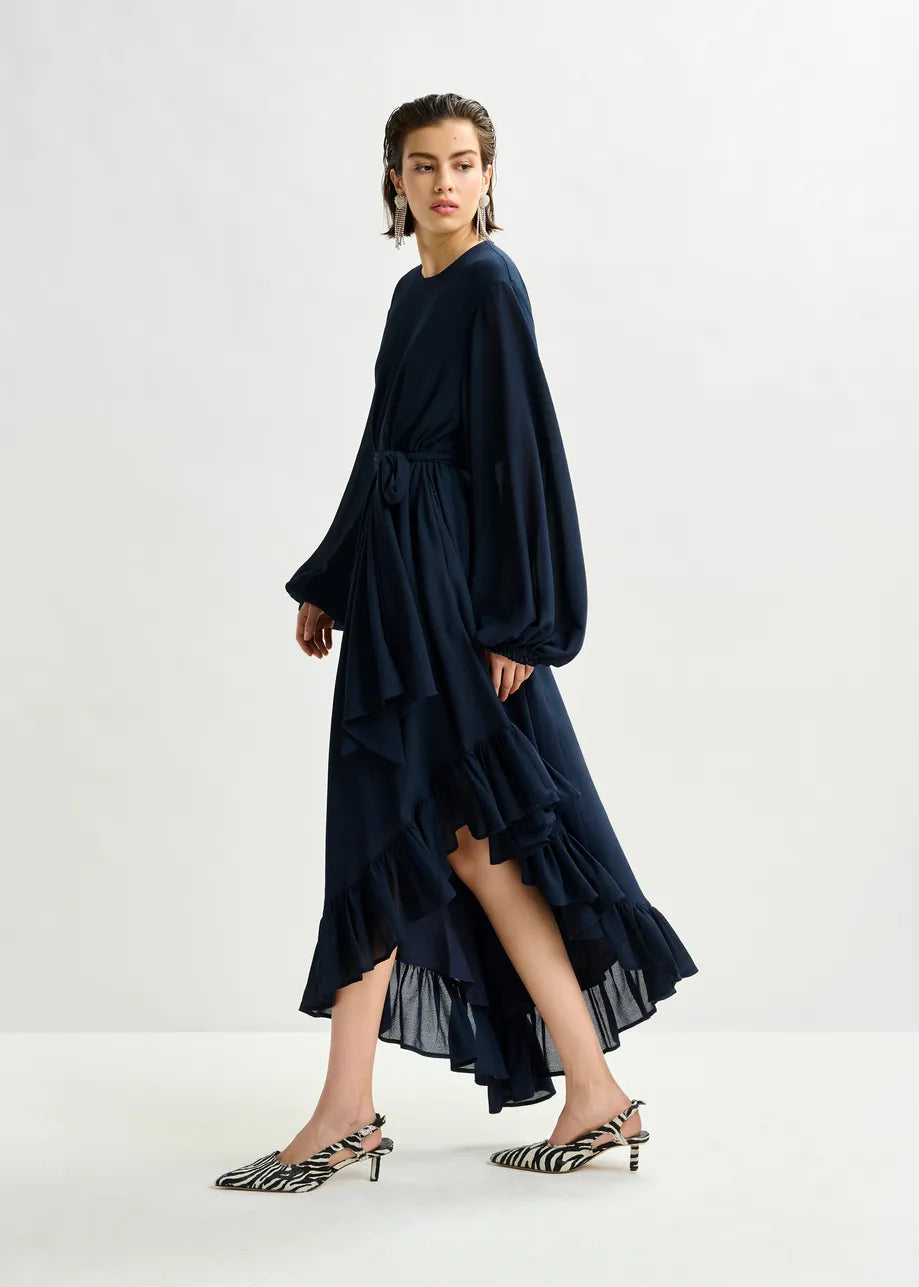 
                  
                    IFlower Navy Asymmetrical Dress with Ruffle Hem
                  
                