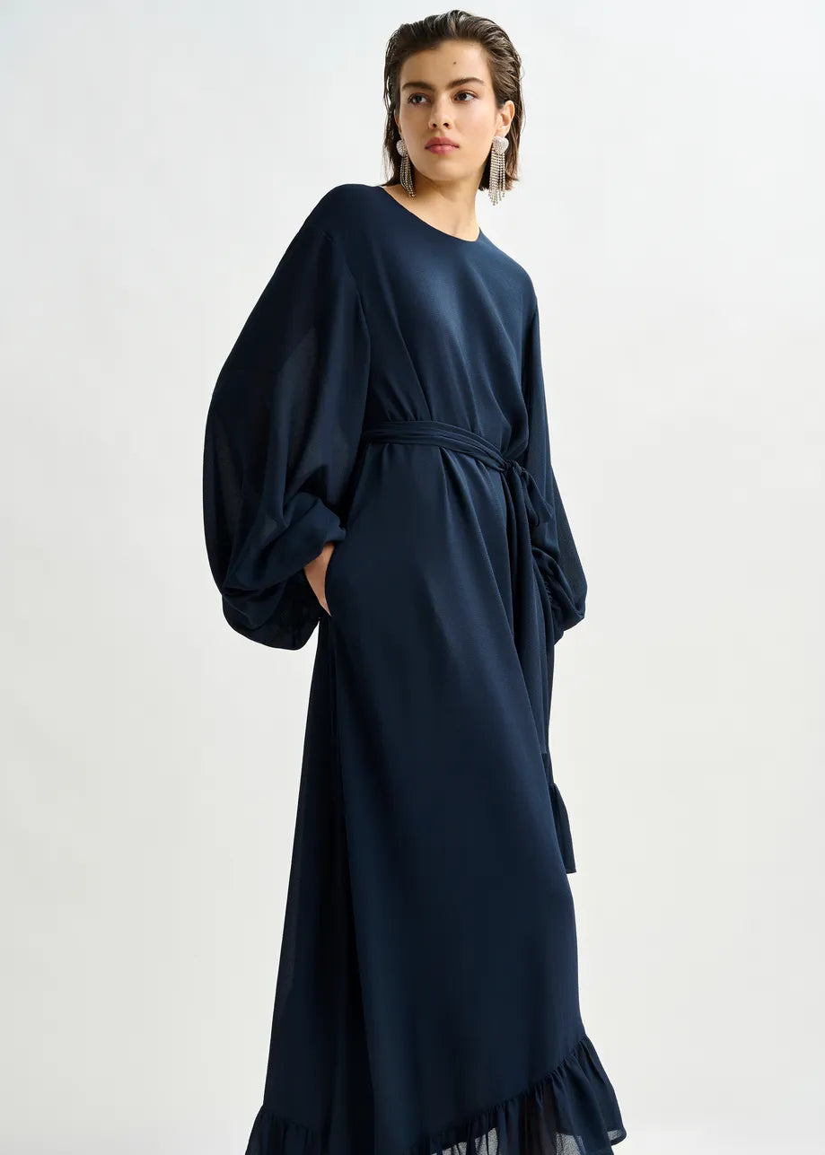 
                  
                    IFlower Navy Asymmetrical Dress with Ruffle Hem
                  
                