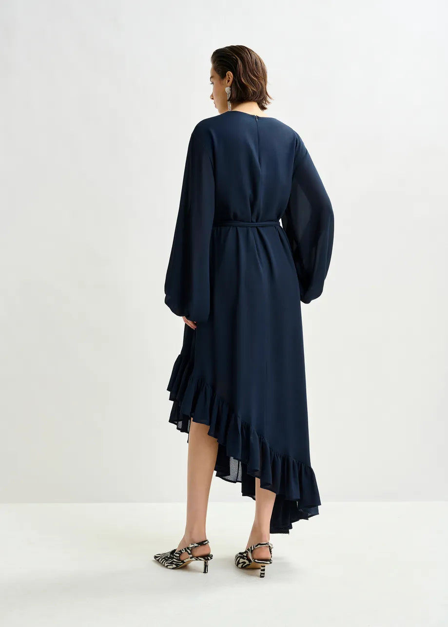 
                  
                    IFlower Navy Asymmetrical Dress with Ruffle Hem
                  
                