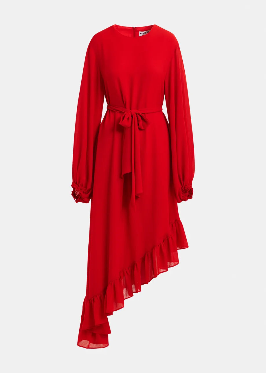 
                  
                    Iflower Red Asymmetrical Dress with Ruffle Hem
                  
                
