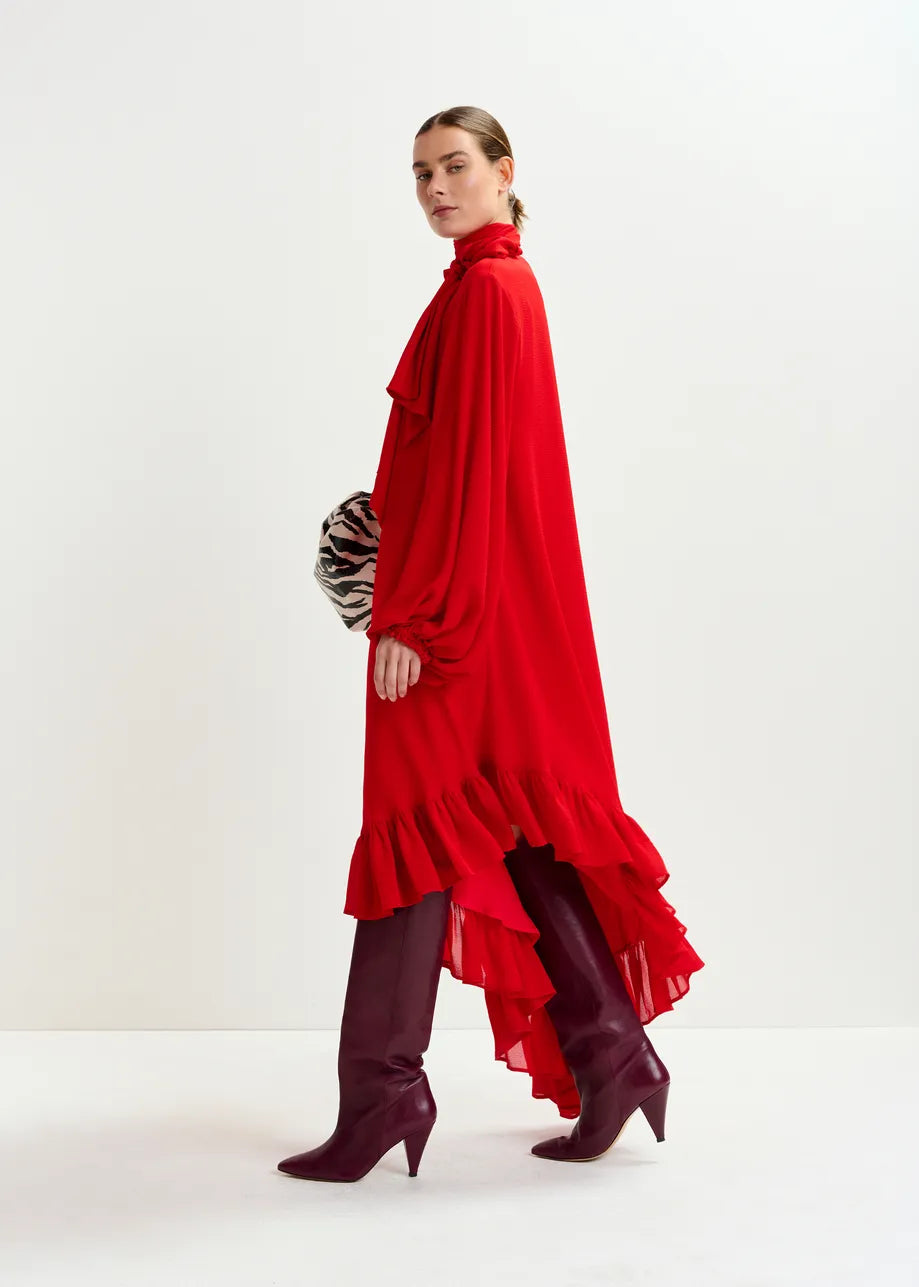 
                  
                    Iflower Red Asymmetrical Dress with Ruffle Hem
                  
                
