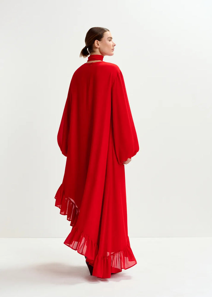 
                  
                    Iflower Red Asymmetrical Dress with Ruffle Hem
                  
                