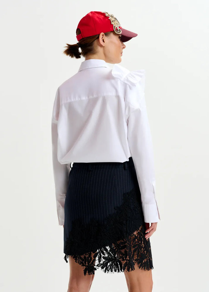 
                  
                    Interior Asymmetrical Navy Skirt with Lace
                  
                