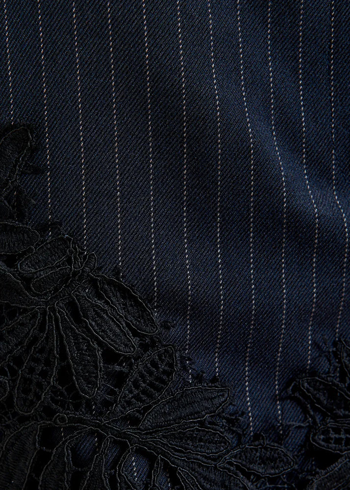 
                  
                    Interior Asymmetrical Navy Skirt with Lace
                  
                