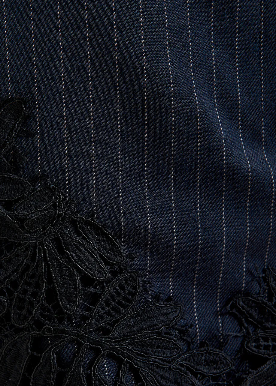 
                  
                    Interior Asymmetrical Navy Skirt with Lace
                  
                