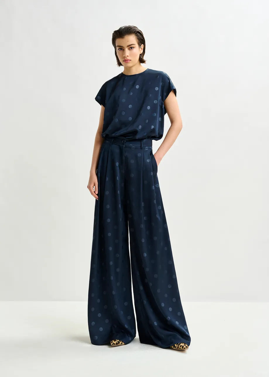 Ipants Navy Printed Wide Leg Pants