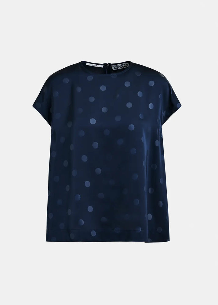 
                  
                    Ishirt Navy Polkadot Top with Cap Sleeves
                  
                