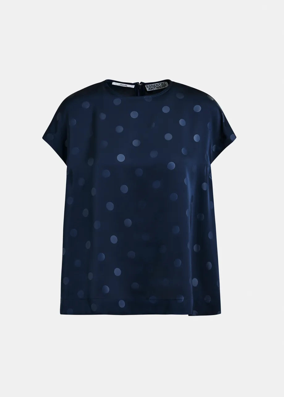
                  
                    Ishirt Navy Polkadot Top with Cap Sleeves
                  
                